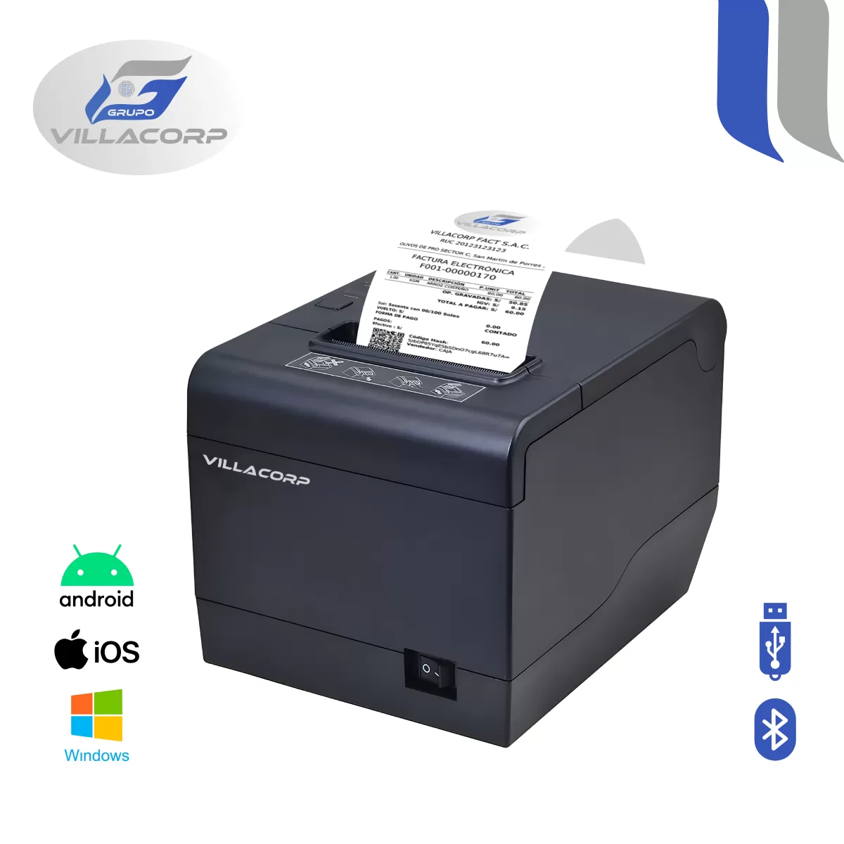 Ticketeras termica 80x80mm - USB + Bluetooth