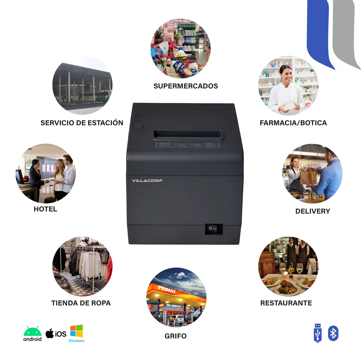 Ticketeras termica 80x80mm - USB + Bluetooth