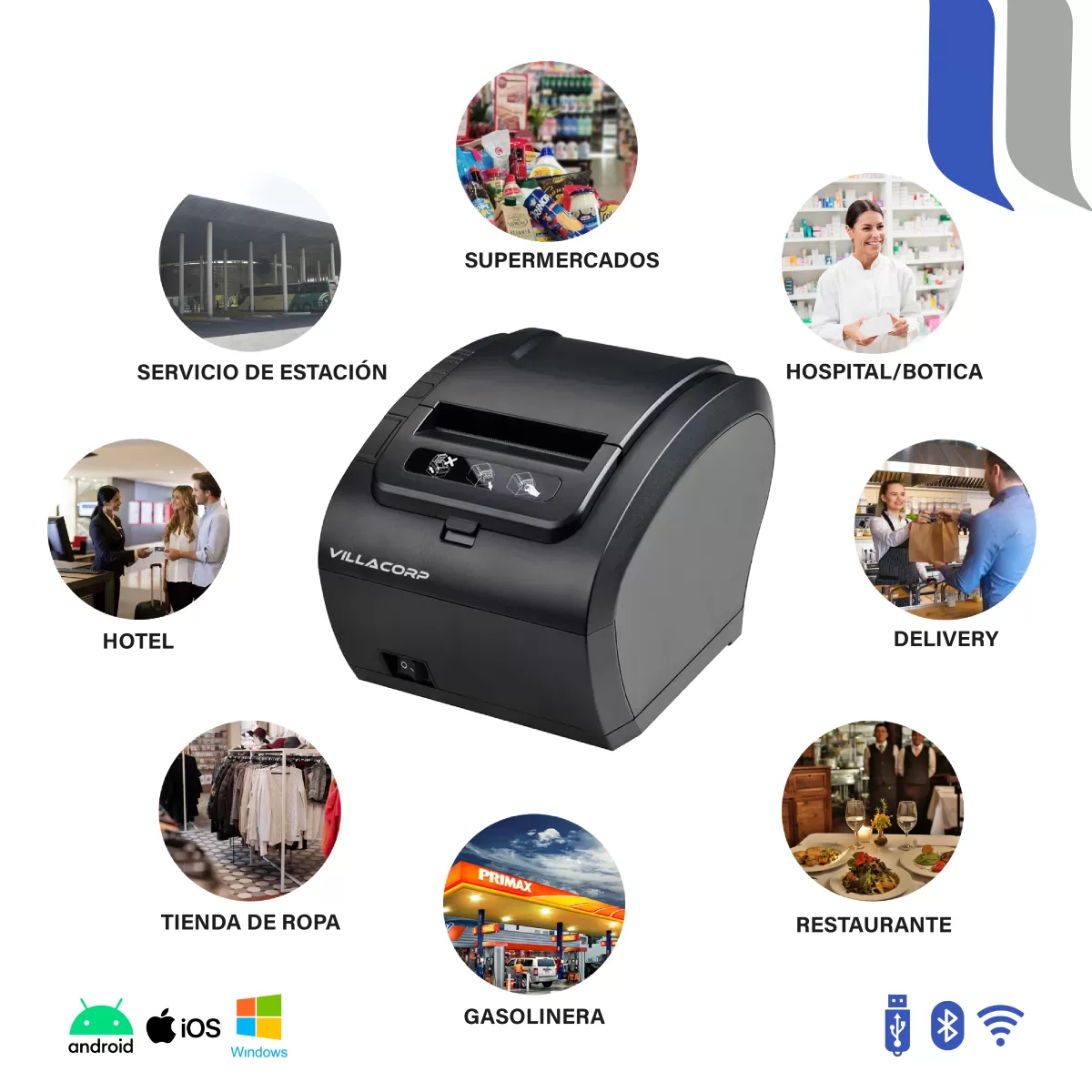 Ticketeras termica 80x80mm - USB + WiFi + Bluetooth