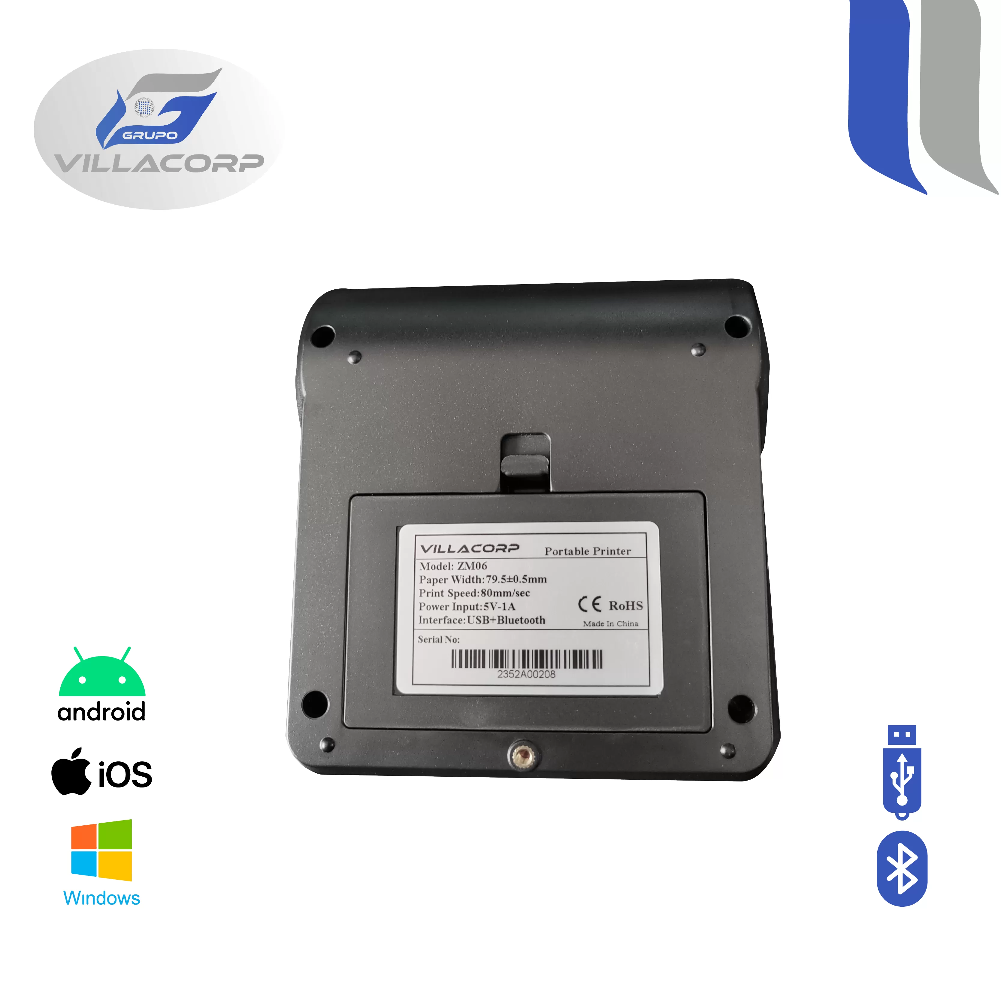 Ticketeras termica Portátil 80x40mm - USB + Bluetooth