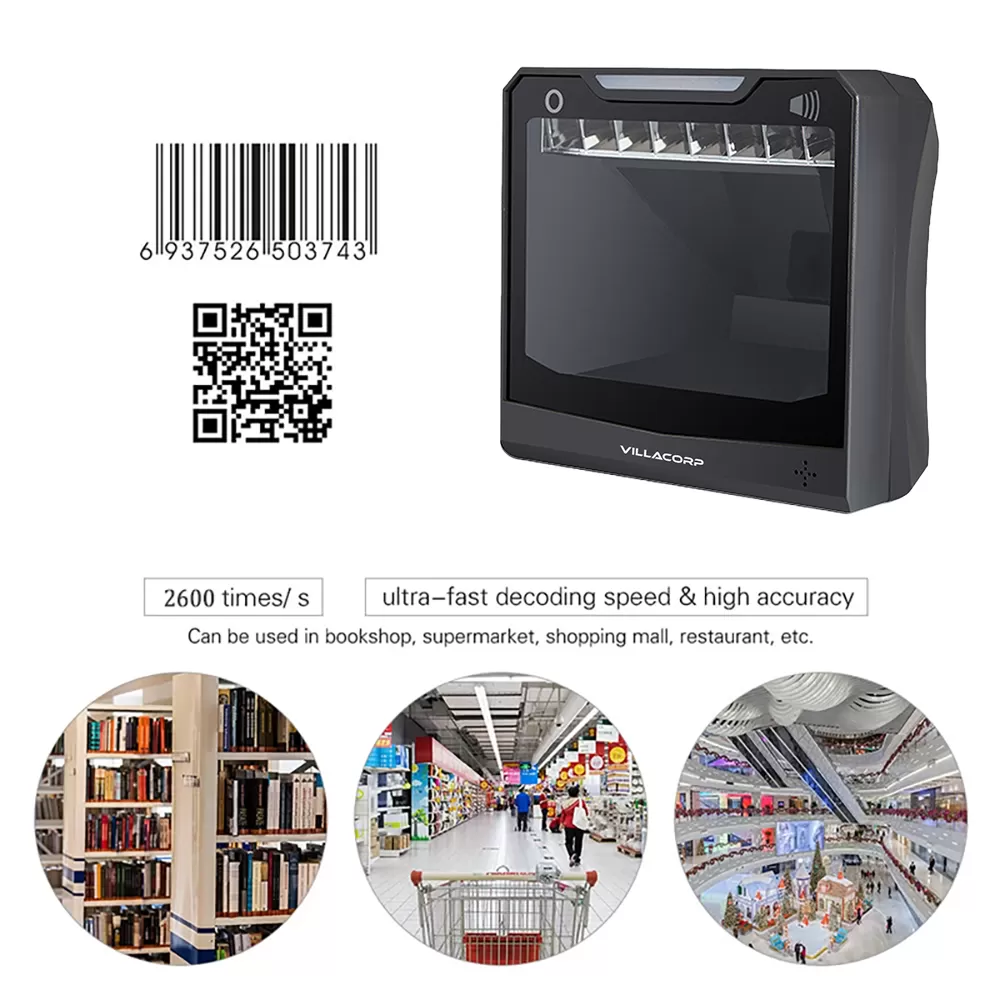 Lector Omnidireccional de Códigos de Barras 1D y QR 2D de Escritorio - Alto Rendimiento