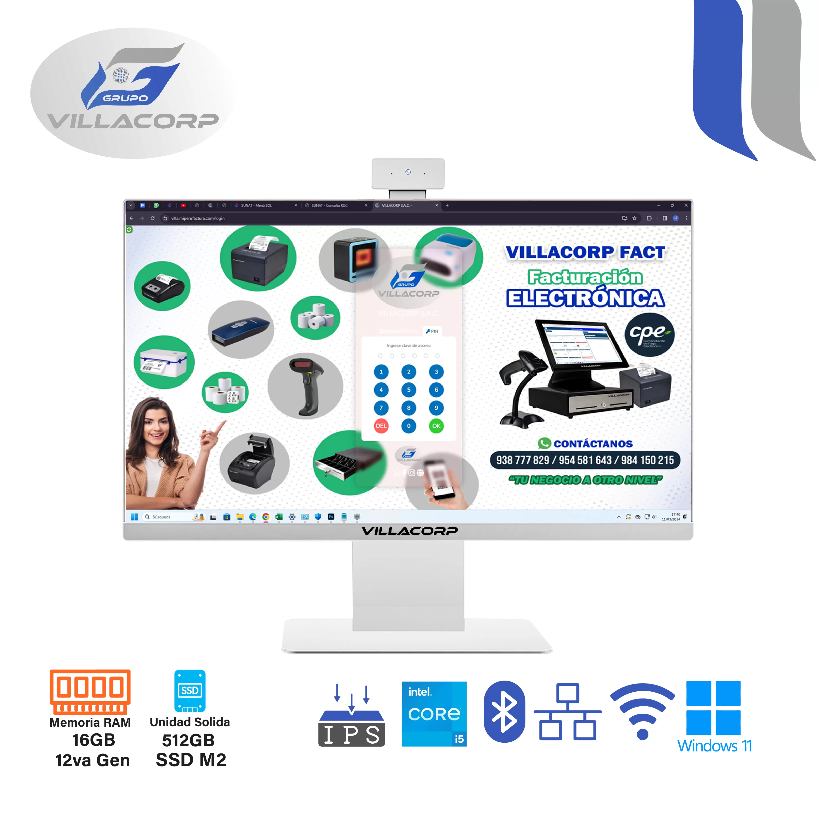 All In One 23.8" Core i5 16GB + 512GB SSD M2 IPS